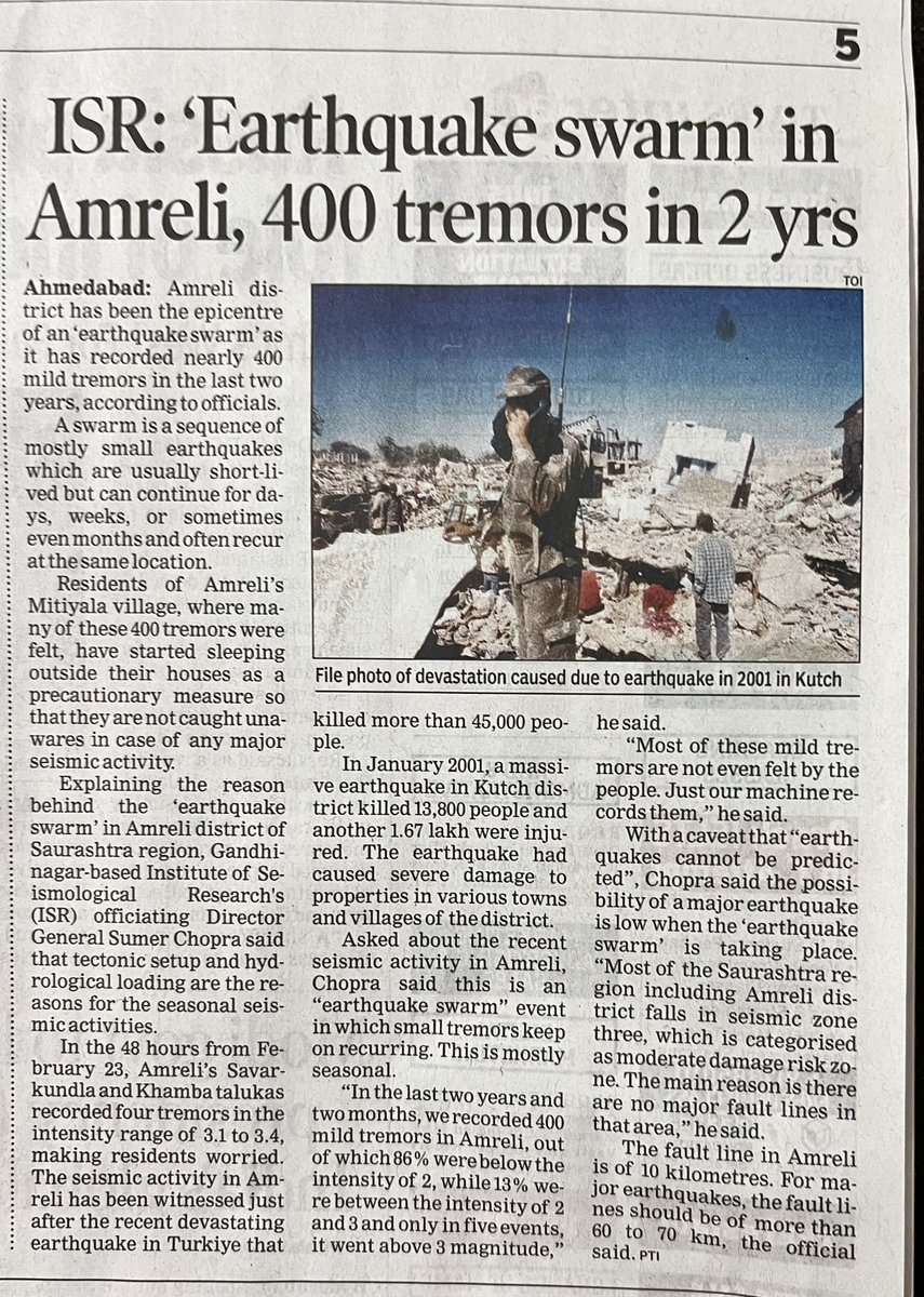 choprasumer's tweet photo. Seasonal earthquake swarms in Saurashtra … Times of India dated 27-2-2023 https://t.co/V3vgFONX5j