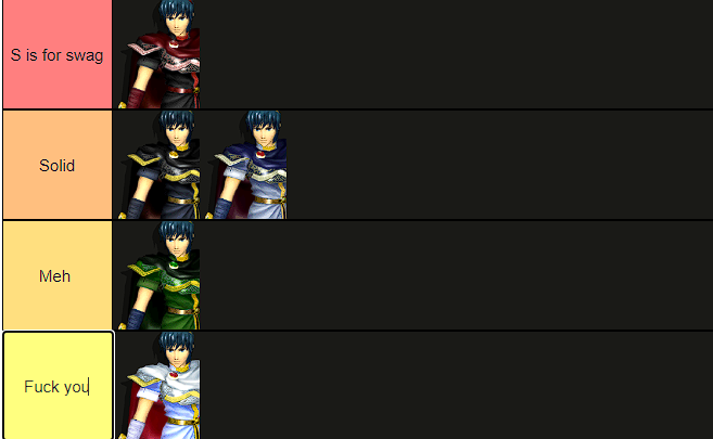 How cool you tend to play  depending on what color Marth skin you use