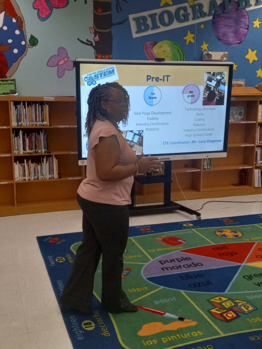 NadiaStewart09's tweet photo. It’s that time of year again 🤗. We are visiting elementary schools to do course selection. Students were engaged! #studentchoicematters @CmsDelray we have the IB-MYP program, Pre-IT Academy and a growing Criminal Justice Academy. @pbcsd @southPbcsd https://t.co/VUfDuEusHZ
