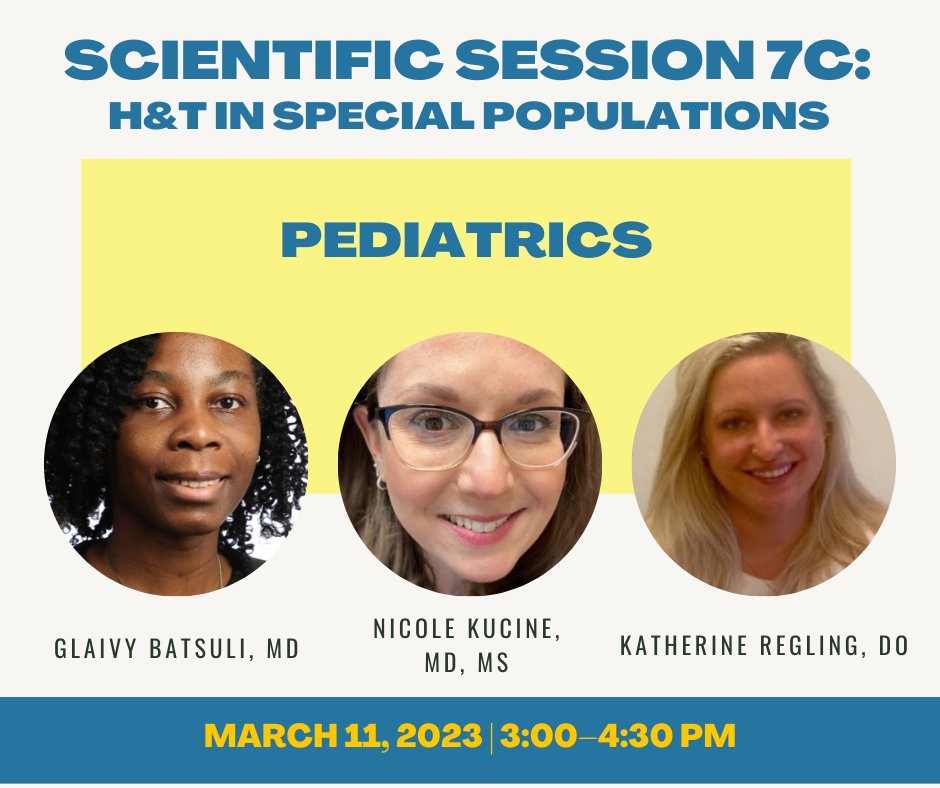 HTRStoday's tweet image. The third Special Populations concurrent "Pediatrics" features experts Katherine Regling, DO, @CoagScientist and @PedsHemeDoc at #HTRS2023