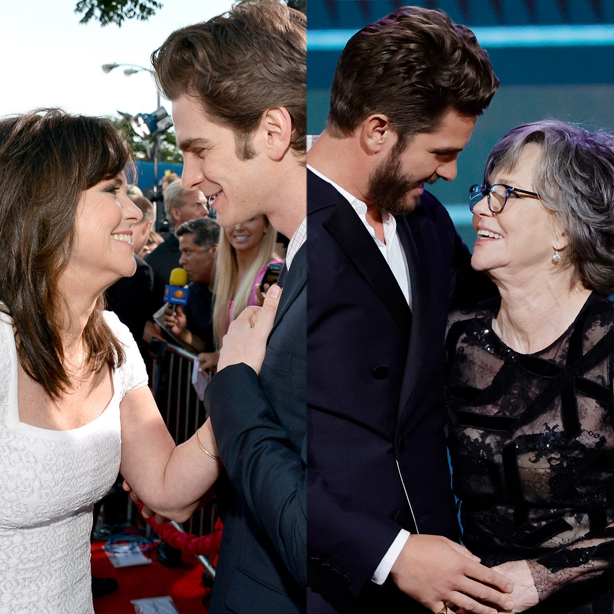 enews's tweet photo. 11 years later, we got an amazing reunion with Aunt May &amp; Peter Parker. ❤️ Andrew Garfield presents Sally Field with the Lifetime Achievement Award at the #SAGAwards. https://t.co/ZkDRTBpVND https://t.co/eWN0sQmTbU