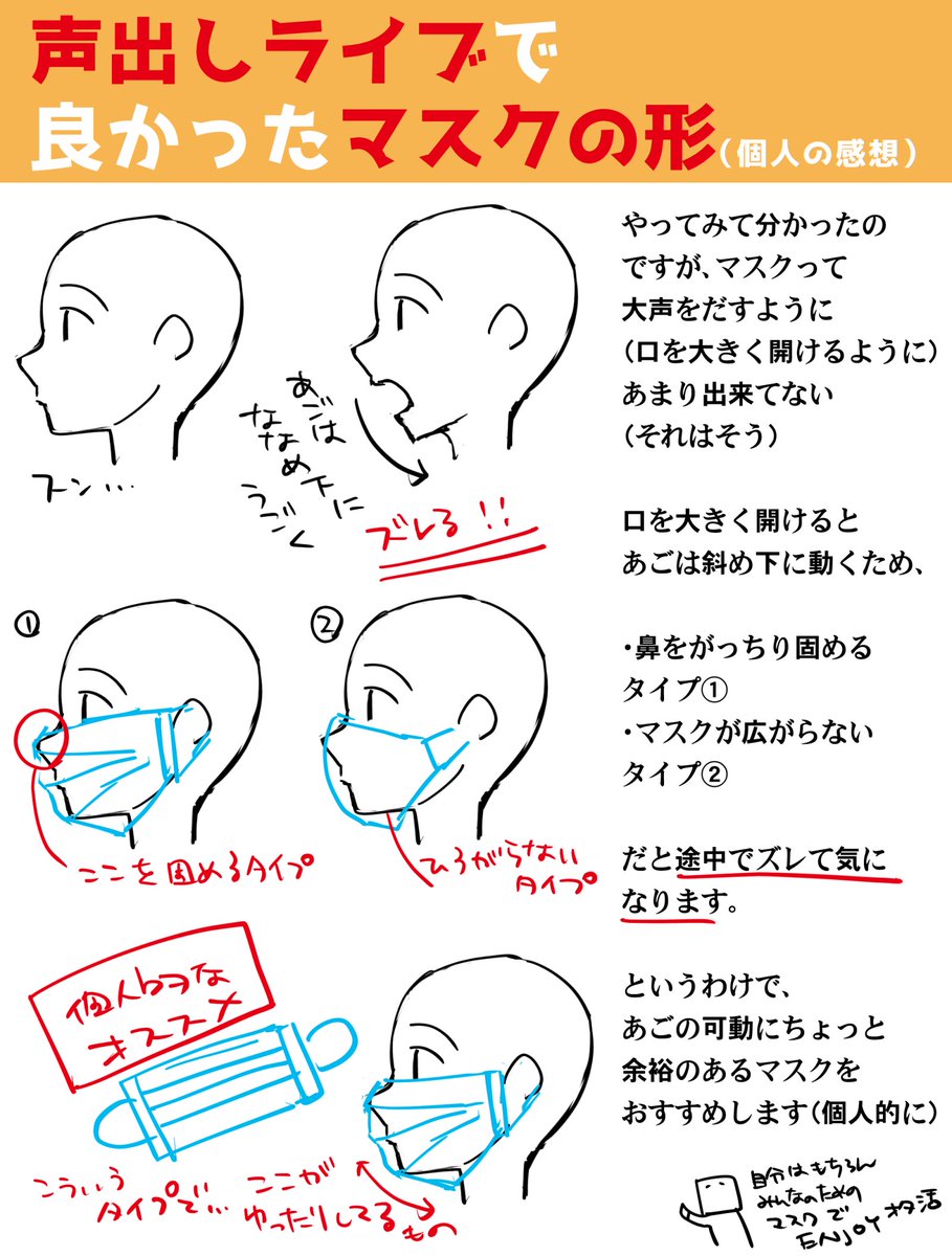 声出しライブで良かったマスクの形についてまとめました(個人の感想です)声出しライブ歴4回です 