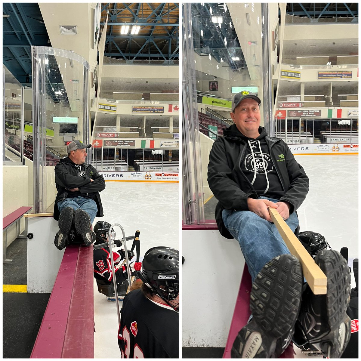Coach @BradNimijohn had a comfy seat  at our Sledgehockey game today