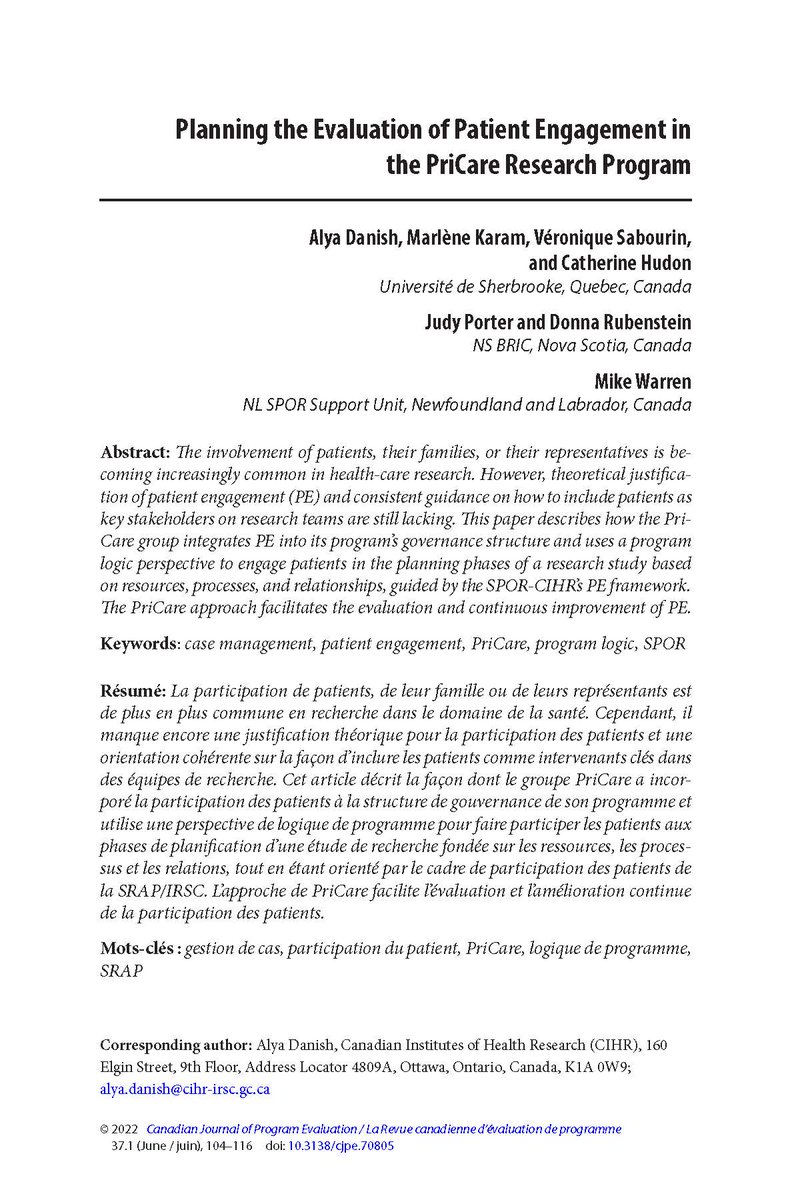 Learn how patients are integrated into Pri-Care group’s program governance structure &amp; are engaged in research planning in this practice note journalhosting.ucalgary.ca/index.php/cjpe…  #patientengagement #evaluation