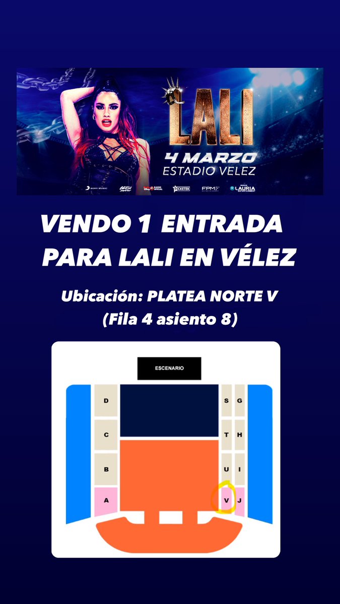 SolciCabrejas's tweet photo. @lalioficial Vendo 1 entrada para Lali en Vélez https://t.co/weej4A1Hxe