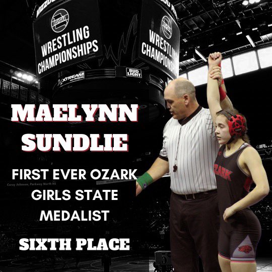 ozarkwrestling's tweet photo. Congratulations to our first Ozark Girls Wrestling State Medalist!  Very Proud!  Way to lead! @OzarkHS @OzarkTigers @OzarksOzone https://t.co/RyWR8bkSv8