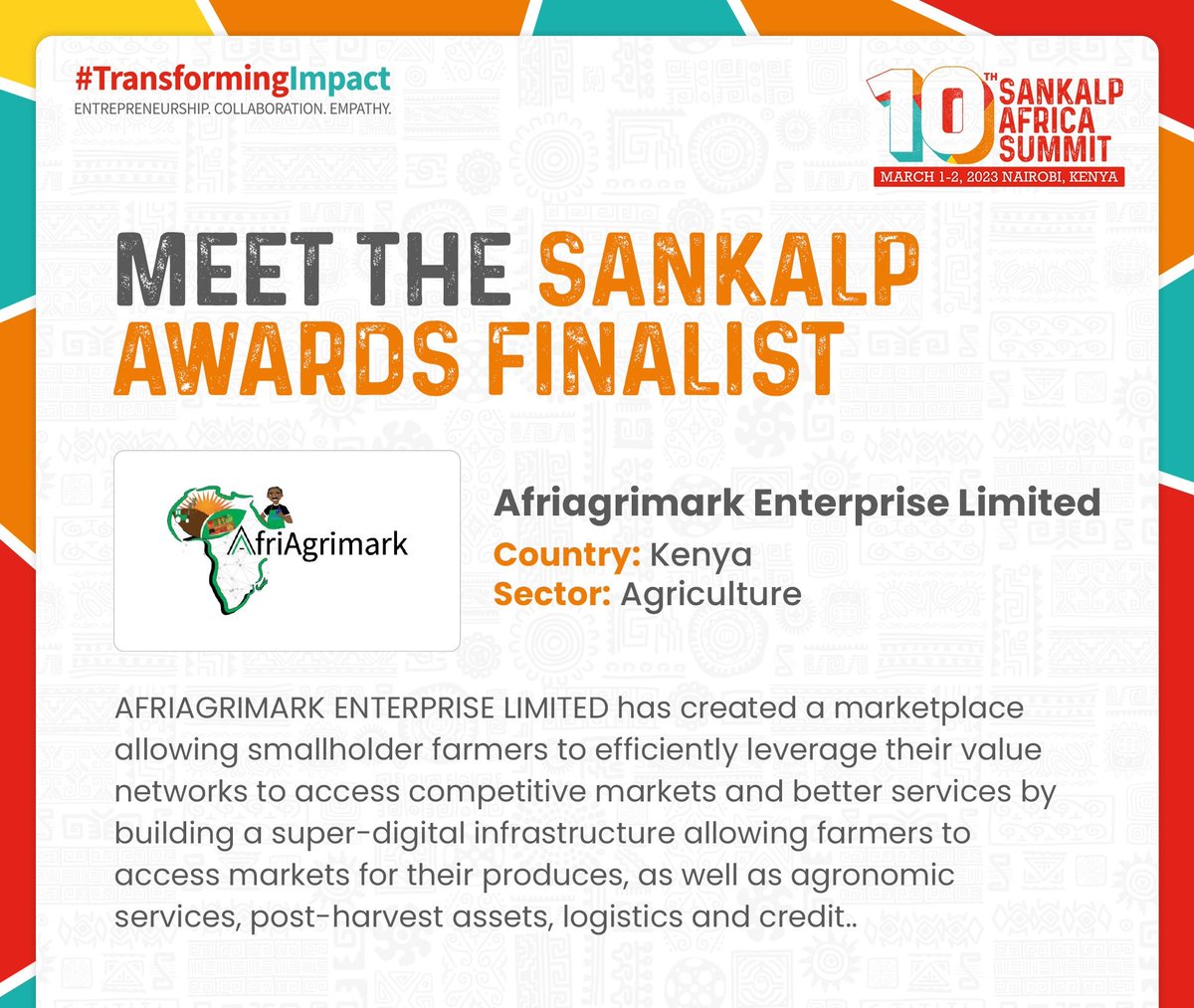 YALI RLC EA (@yalirlcea) on Twitter photo Our alumnus Boniface Nyalwal is a finalist for Sankalp Africa Awards 2023!
His venture Afriagrimark Enterprise is a marketplace that allows smallholder farmers to efficiently leverage networks to access competitive markets and better services. <a href="/SankalpForum/">Sankalp Forum</a> <a href="/USAIDKenya/">USAID Kenya</a> #Impact Our alumnus Boniface Nyalwal is a finalist for Sankalp Africa Awards 2023!
His venture Afriagrimark Enterprise is a marketplace that allows smallholder farmers to efficiently leverage networks to access competitive markets and better services. <a href="/SankalpForum/">Sankalp Forum</a> <a href="/USAIDKenya/">USAID Kenya</a> #Impact