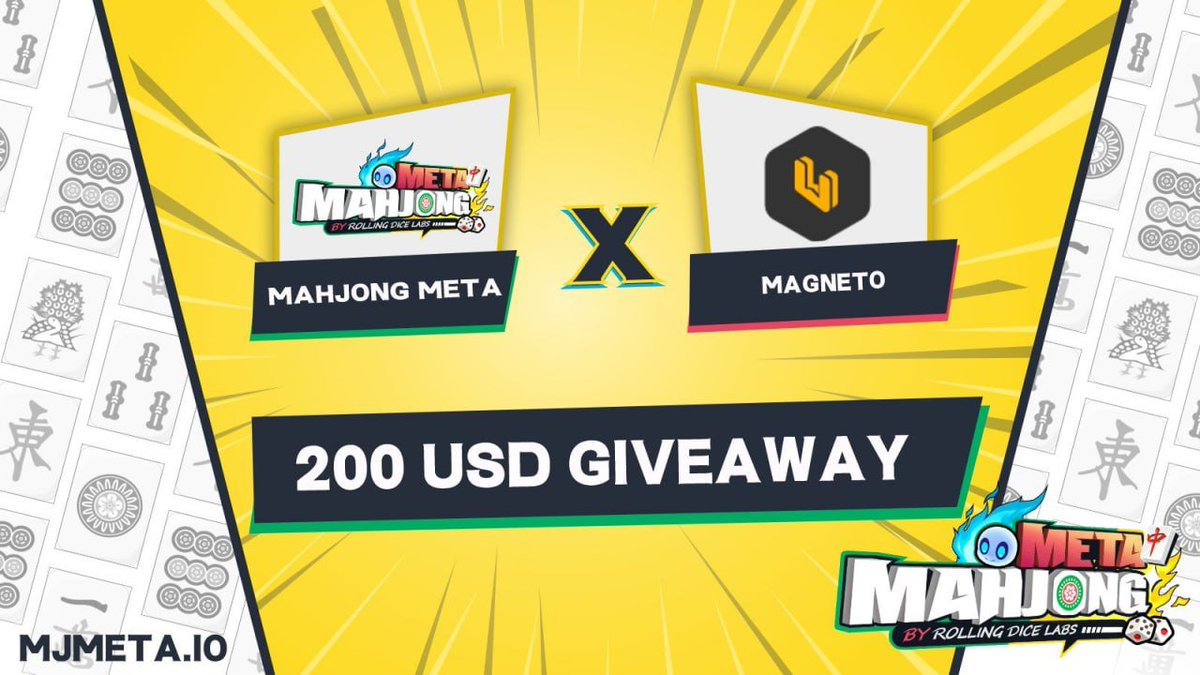 $50 in 8 HOURS ⚡

✅ RT &amp; Follow <a href="/0xMJM/">Mahjong Meta</a>
✅ Join Discord: discord.gg/NNBQ8E23S4

(Post Proof)

_____________________________

Mahjong Meta, a web3 mahjong theme park to win bets and rewards with your skill and luck. Join us for a new GameFi experience!
