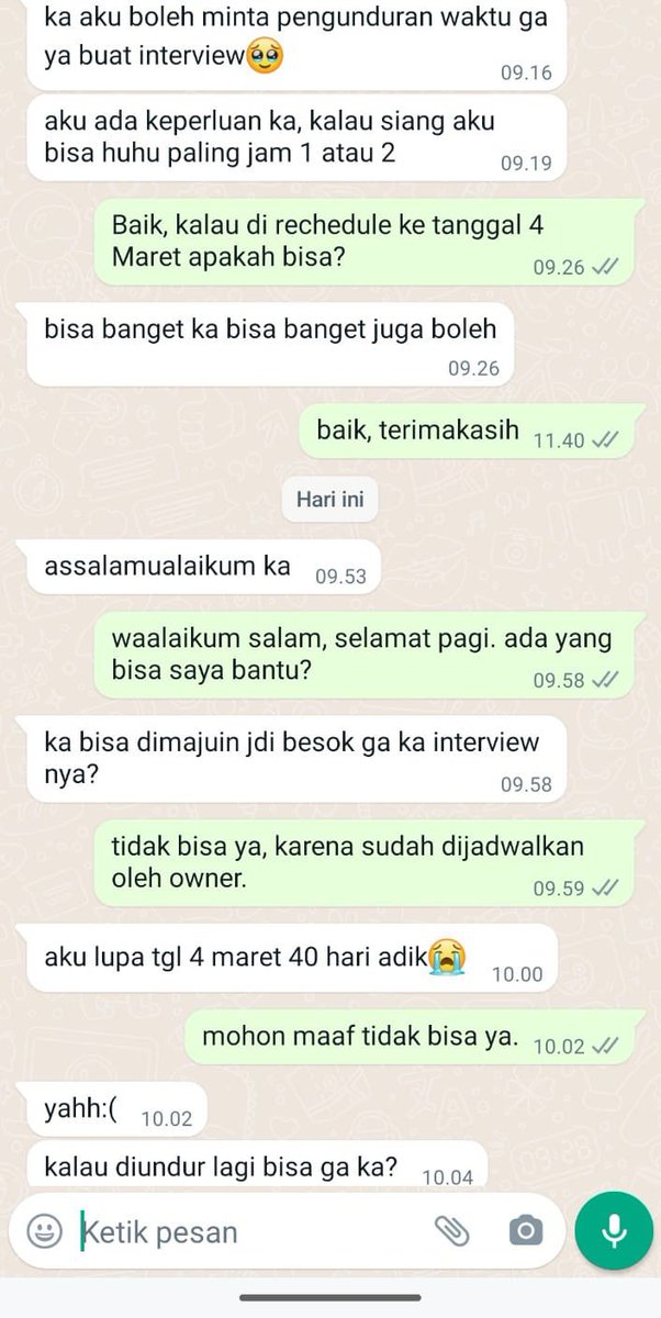 kaget bgt nemu kandidat yg kaya gini work! mungkin diluar sana banyak yg lebih parah, tapi tlg kl chat sm recruiter yang sopan yaa🥰