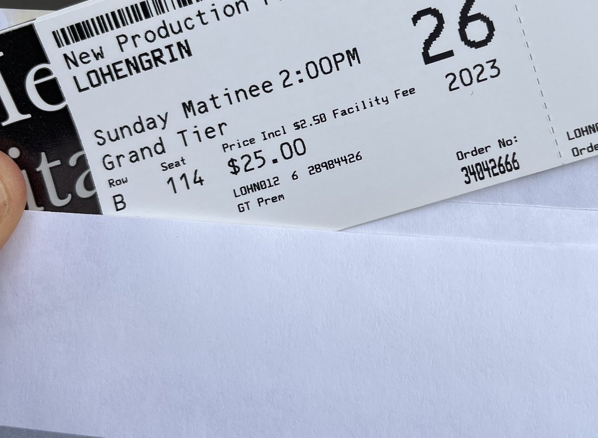 joepaulbliss's tweet photo. The rush ticket program gifted us seats in the grand tier for Wagner’s Lohengrin. Nice seats for 4 hours of sublime singing and orchestra. #MetOpera #MetOperChorus #Lohengrin #RushTickets  #PiotrBeczala #CristineGoerke #TamaraWilson https://t.co/4Ea17fIgiX
