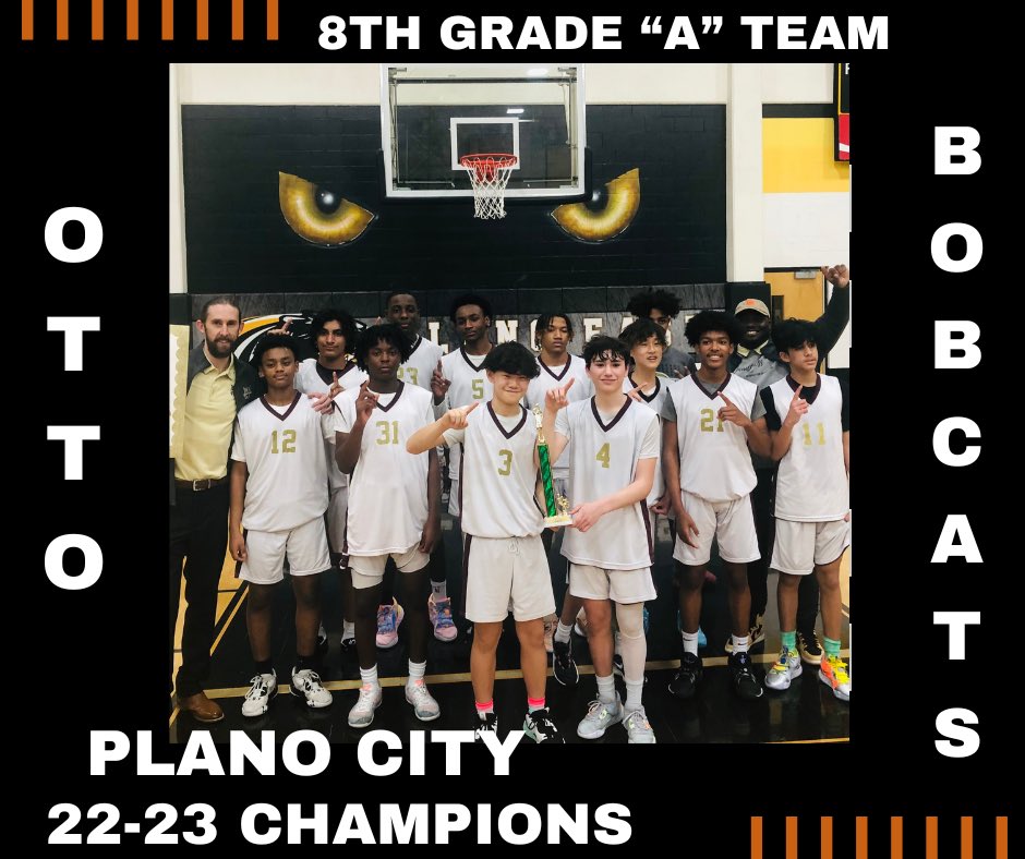 AnChavez13's tweet photo. Congratulations to both of the Otto 8th Grade Basketball Teams for bringing home the gold.  A special congratulations to the girls for being the first team at Otto to win back 2 back championships!  @planoeastbasketball @PESHGirlsHoops @PISDAthDept @ottobobcats @OttoMiddlePTA https://t.co/bW0ovbKMxZ