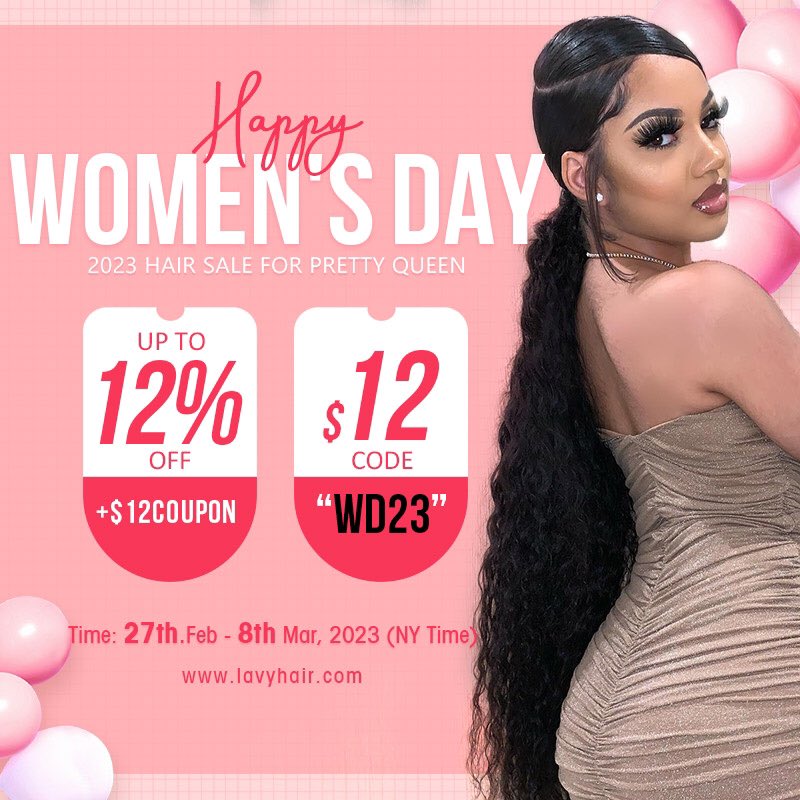 Happy women's day 🥳🥳
2023 hair sale for pretty queen
Up to 12% Off + $12 coupon code : WD23
Check more hairstyle in bio link：lavyhair.com
Wigs/ Frontals / Closures / Ponytail / Clipinhair / Tapeins
 : info@lavyhair.com
WtsA: +8613538942466
#hairsale #lavyhair