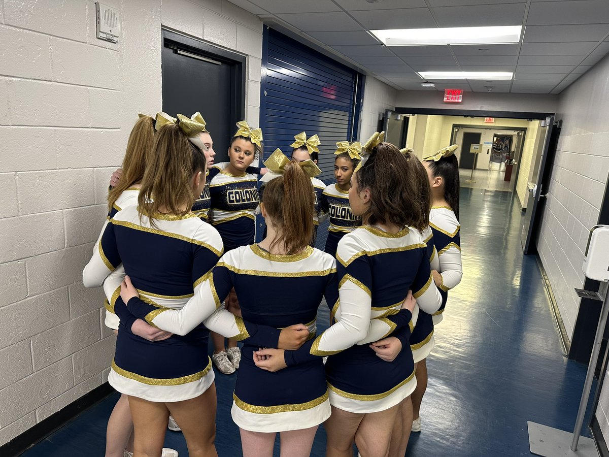 coloniahscheer's tweet photo. State Champs has a nice 💍 to it! What an incredible season it has been with these 12 ladies. Their positive energy and dedication truly showed as they hit a beautiful routine on that mat yesterday. This win was well deserved, we are beyond proud of you! 💙🏆@ColoniaHigh https://t.co/6MRCib9FL7