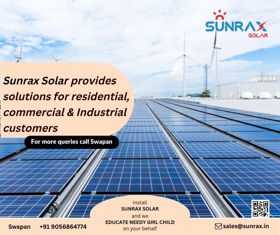 SunraxGroup's tweet photo. Sunrax Solar Solution provider for residential, Commercial &amp; Industrial plants #SolarPanels #solar #solarenergy #solarpower #solarpv #ecofriendly #sunrax #solarrooftop #GreenEnergy #ongridsolar https://t.co/wQd1VFtc1Z