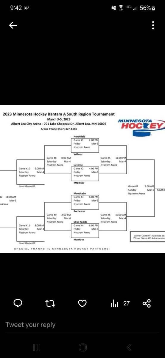 Next weekend in Albert Lea, Bantam A South Regional. Good luck boys! #RedArmy