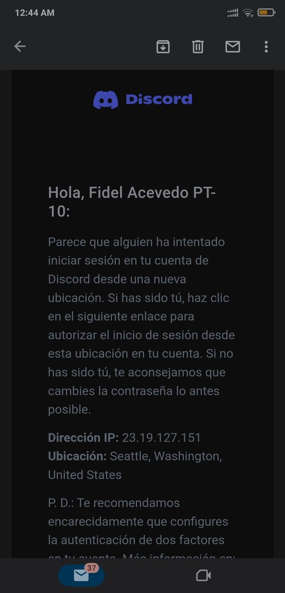 facevedognz's tweet photo. La vez pasada me hackearon la cuenta de Spotify, ahora intentaron entrar a mi discord. ¿Que está pasando? https://t.co/Zy2ZjuB2AM