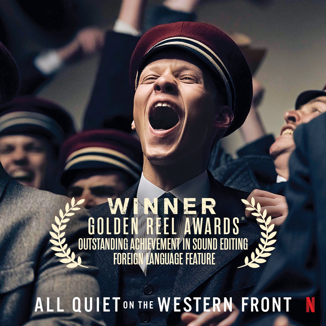 Congratulations to the entire team behind All Quiet on the Western Front for winning the MPSE Golden Reel Awards in Outstanding Achievement in Sound Editing for a Feature Foreign Language.