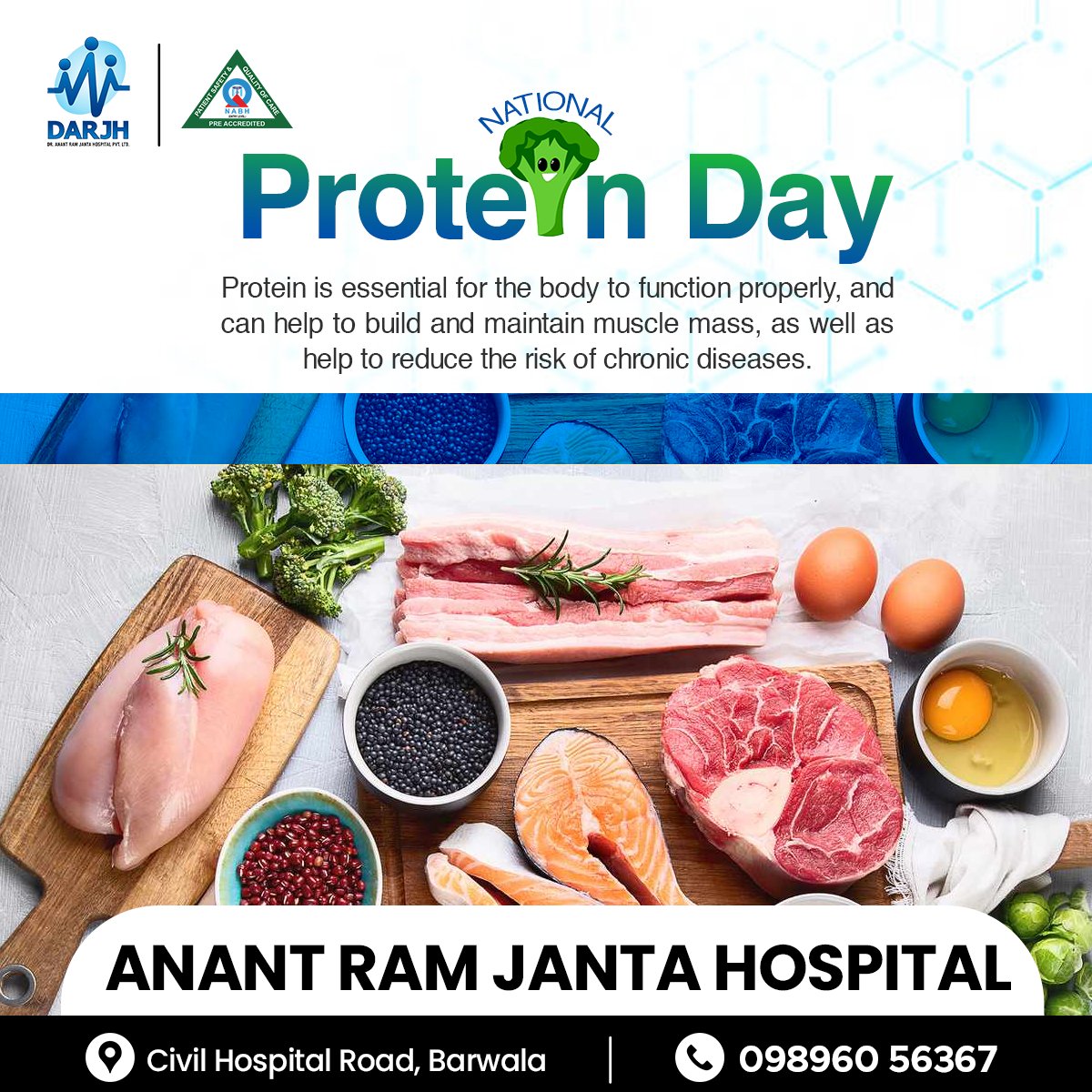 JantaHospitalss's tweet photo. National Protein Day
Protein is essential for the body to function properly, and can help to build and maintain muscle mass, as well as help to reduce the risk of chronic diseases.
.
#NationalProteinDay #Protein #HealthyDiet #ProteinDay #MaintainWeight #AnantRam #JantaHospital https://t.co/zqsISPlAMH