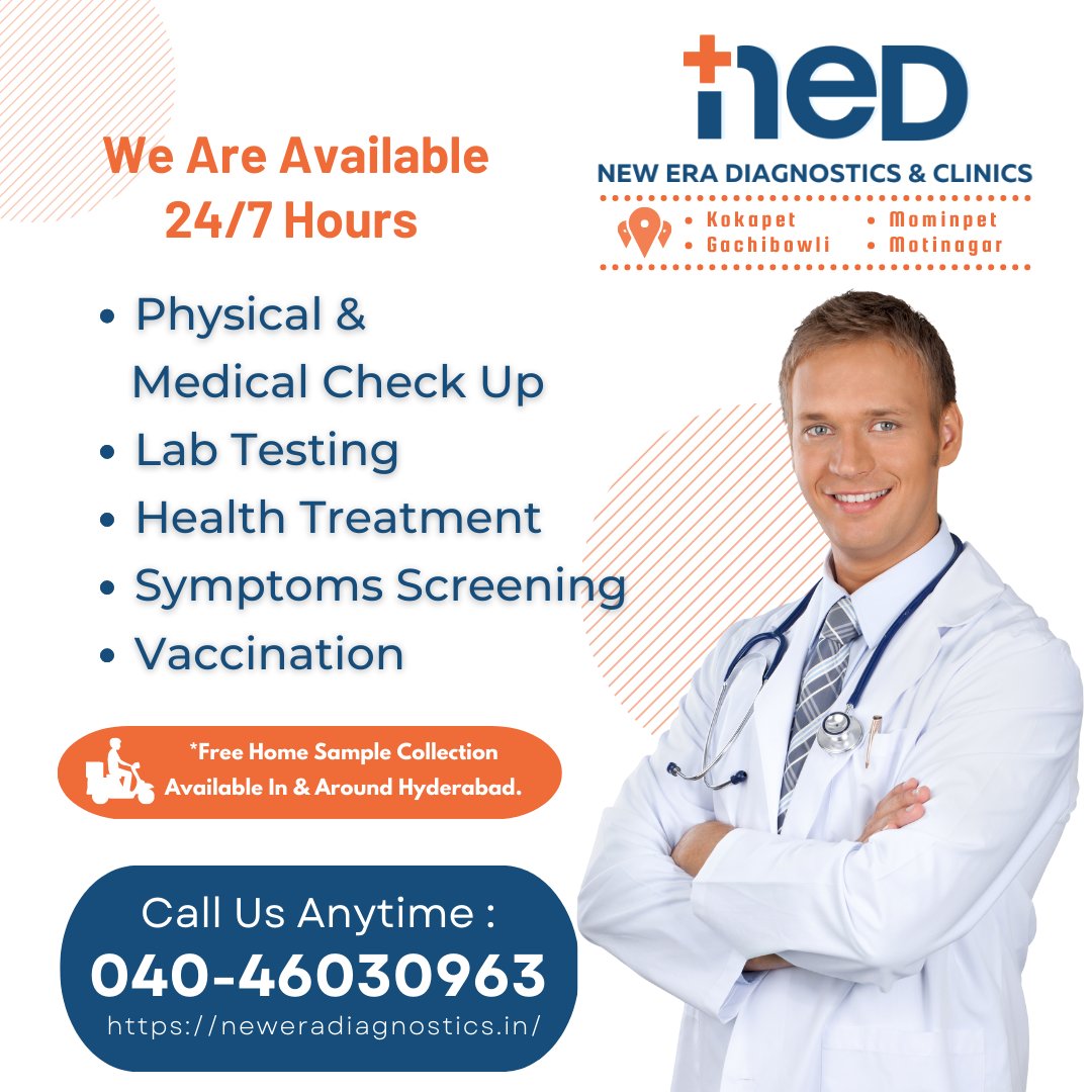 👉#NewEraDiagnostics is now open 24*7 #provides #DiagnosticServices
⭐️#DoorStepServices
⭐️#InstantReports (Accurate Report Within 24 Hours)
⭐️#AffordablePrices
⭐️ISO 9001 : 2015 #CertifiedLaboratory
⭐️ #24x7service
⭐️100% #Vaccinated #phlebotomists
📲+91 8143868825