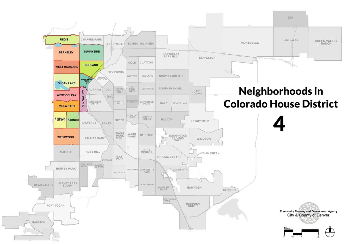 HD4GOP's tweet image. Neighborhoods entirely or partially contained in Colorado House District 4. #copolitics #Denver
