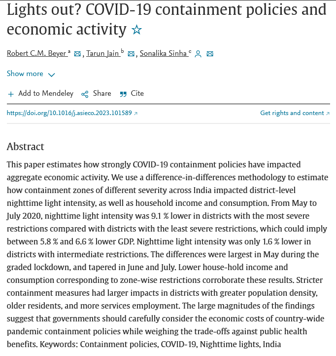 Tarun Jain तरुण जैन (@hyderabadi_chai) on Twitter photo Delighted to find a home for "Lights out? COVID-19 containment policies and economic activity" w Sonalika Sinha (<a href="/sonalika_snh/">Sonalika Sinha</a> <a href="/RBI/">ReserveBankOfIndia</a>) & Robert CM Beyer (<a href="/IMFNews/">IMF</a>) at Journal of Asian Economics
sciencedirect.com/science/articl… Delighted to find a home for "Lights out? COVID-19 containment policies and economic activity" w Sonalika Sinha (<a href="/sonalika_snh/">Sonalika Sinha</a> <a href="/RBI/">ReserveBankOfIndia</a>) & Robert CM Beyer (<a href="/IMFNews/">IMF</a>) at Journal of Asian Economics
sciencedirect.com/science/articl…