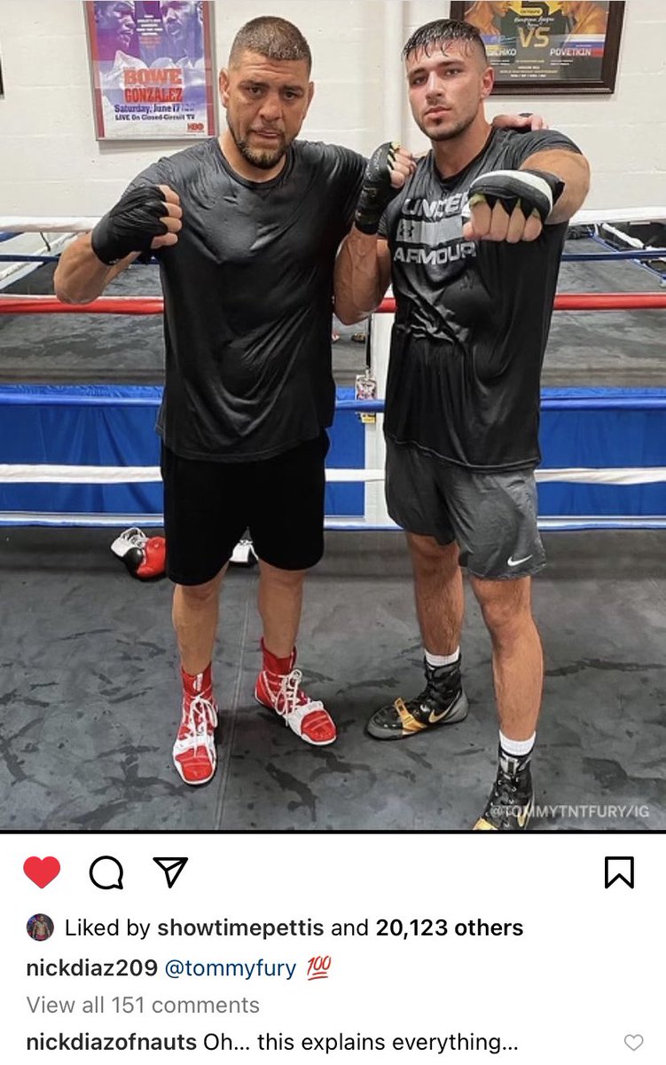 nickdiazofnauts's tweet image. Oh! This explains everything… 👊 haha #nickdiazarmy 

#PaulFury #PaulVsFury #UFC #Boxing #nickdiaz #jakepaul #TommyFury #JakepaulTommyFury