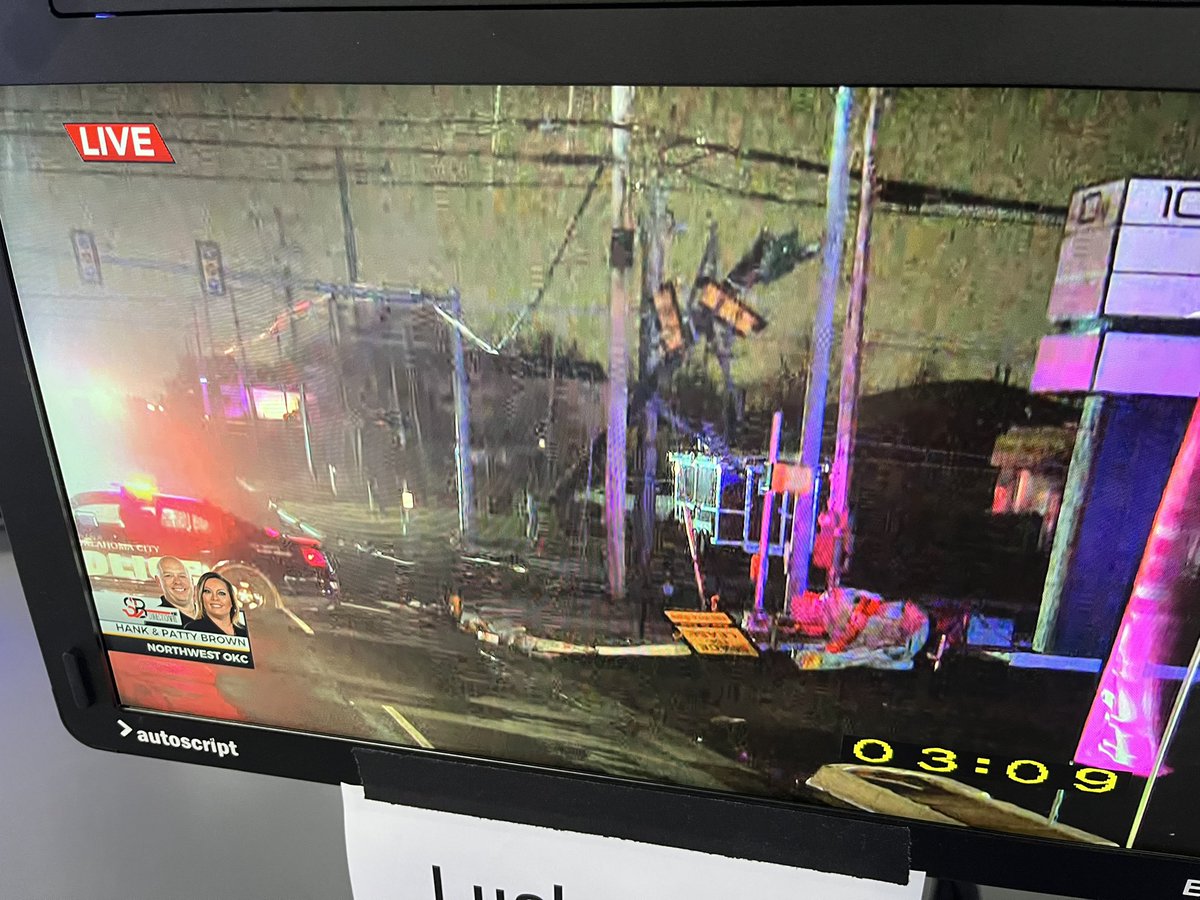 Northwest 10th and Meridian.  Lots of power lines are down according to <a href="/okstormchaser/">Hank Brown</a>