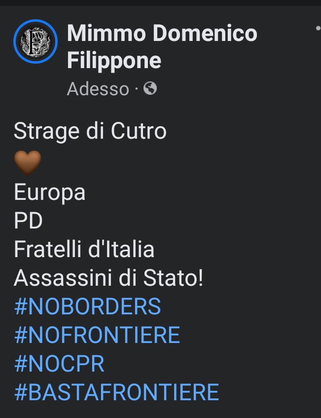 mimmoef's tweet photo. #Schlein
#Strage di #Cutro
🤎
Europa
PD
Fratelli d'Italia 
Assassini di Stato!
#NOBORDERS
#NOFRONTIERE
#NOCPR
#BASTAFRONTIERE https://t.co/mTdBntomQt