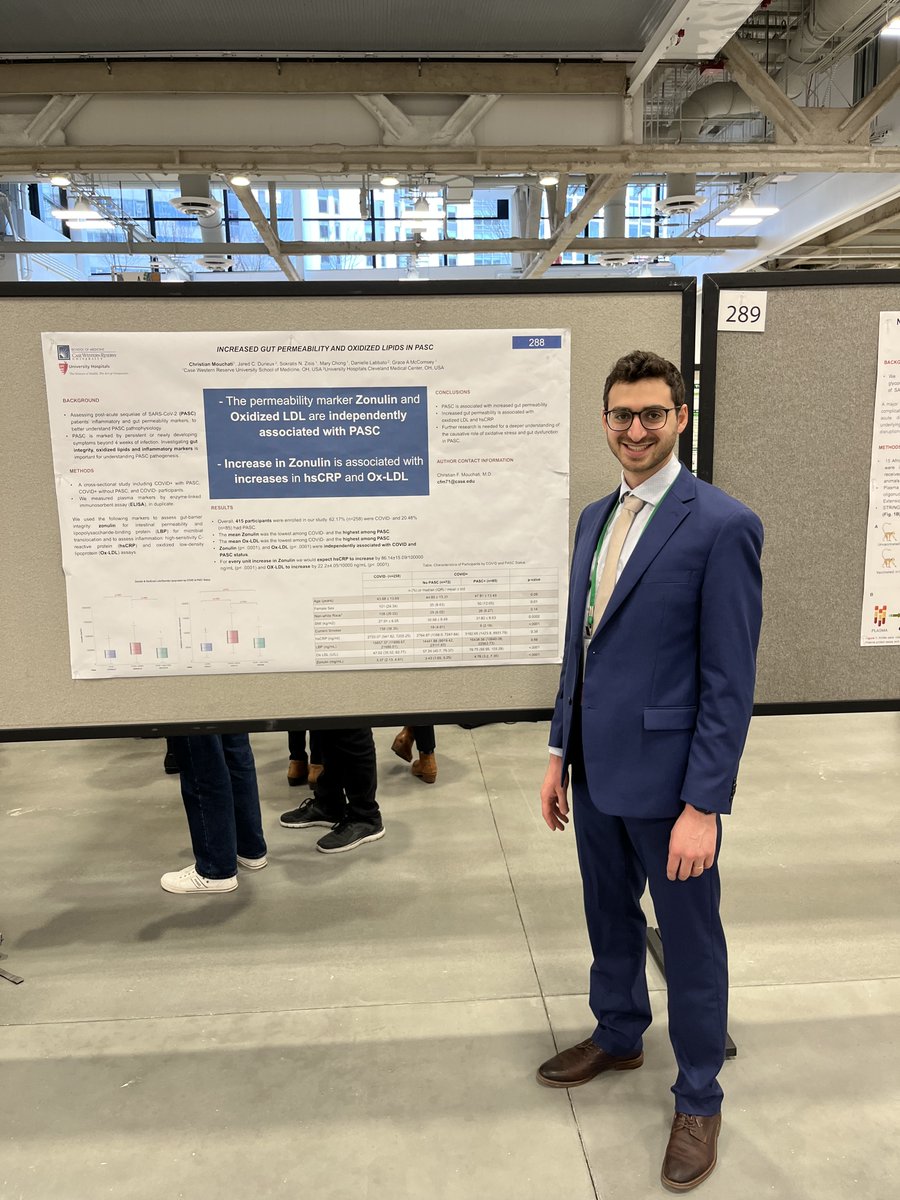Happy to share our poster on GUT PERMEABILITY AND OXIDIZED LIPIDS IN POST ACUTE SEQUELAE OF COVID presented at #CROI2023 Seattle, WA. Thanks to Dr. Grace McComsey. @CROI_Official @CWRUSOM @CWRUPostdocs @UHhospitals @UH_CRC @CTSC_Cleveland