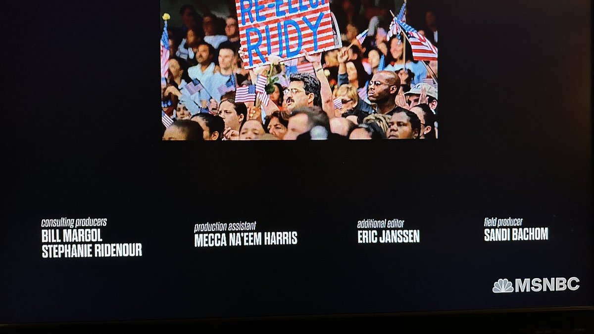 sandibachom's tweet photo. So proud to get a credit on the #MSNBCFilms #RudyGuiliani doc fascinating how they juxtapose January 6 footage with that police riots under Rudy in the 90s. It all makes sense https://t.co/1O9fFpqF7T