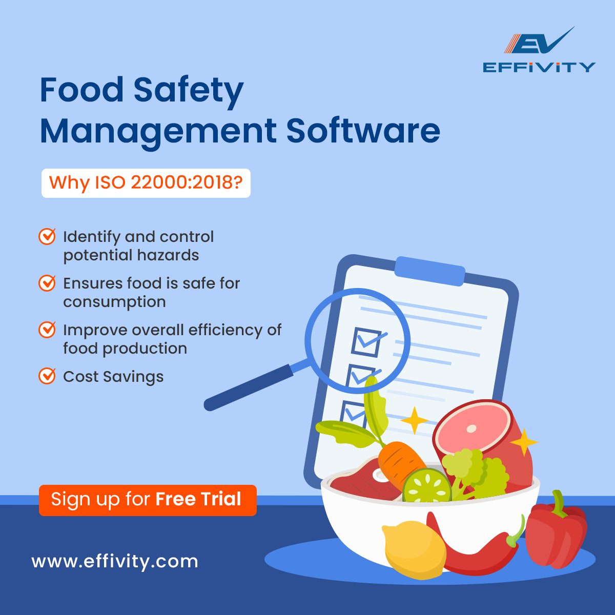 effivity's tweet photo. Automate your food safety management system to improve control over food manufacturing operations, ensure compliance, and safeguard your customers.
Sign up for a free trial -> https://t.co/k7si9jVaoy
#fsms #foodsafetysoftware #iso22000 #haccp #haccpsoftware #effivity https://t.co/tNmD9O5oGu
