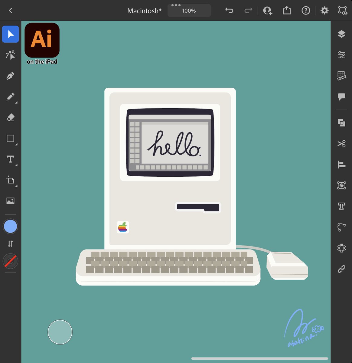 IllustratorでMacintoshさん。
キーボードは破線で描いています🐼✒️
#adobeillustrator #Adobe 