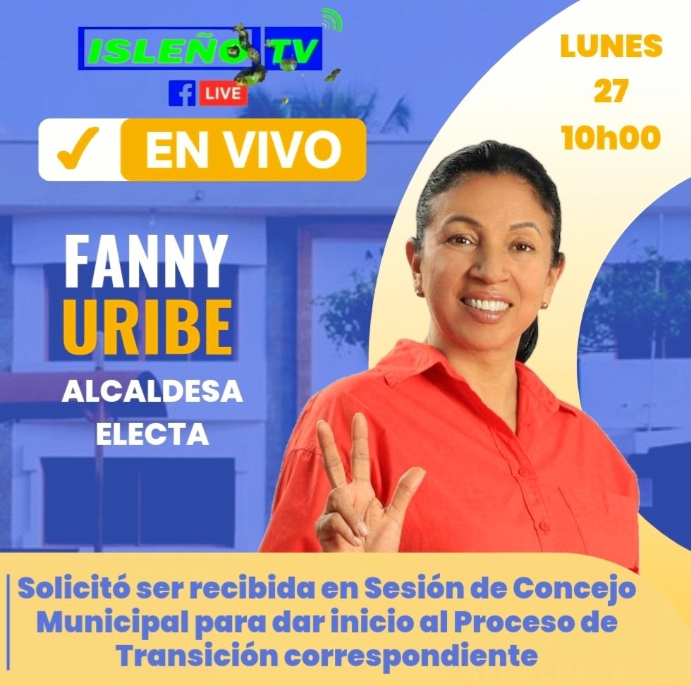 IslenioTv's tweet photo. #AlcaldesaElecta @FannyUribeLopez solicitó ser recibida en Sesión de #ConcejoMunicipal para dar inicio al #ProcesodeTransición correspondiente. >>> Sigue la transmisión en vivo lunes 27 febrero 10h00 por Isleño TV +9.000 seguidores https://t.co/qez6pxesbU