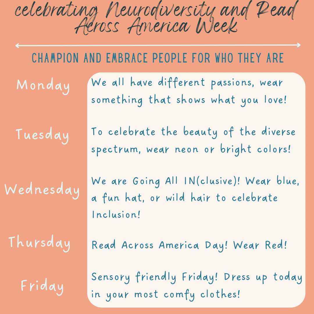 sep_delaware's tweet photo. This week we are celebrating both Neurodiversity and Read Across America Week! #goingALLINclusive https://t.co/L1SDmXEMTm