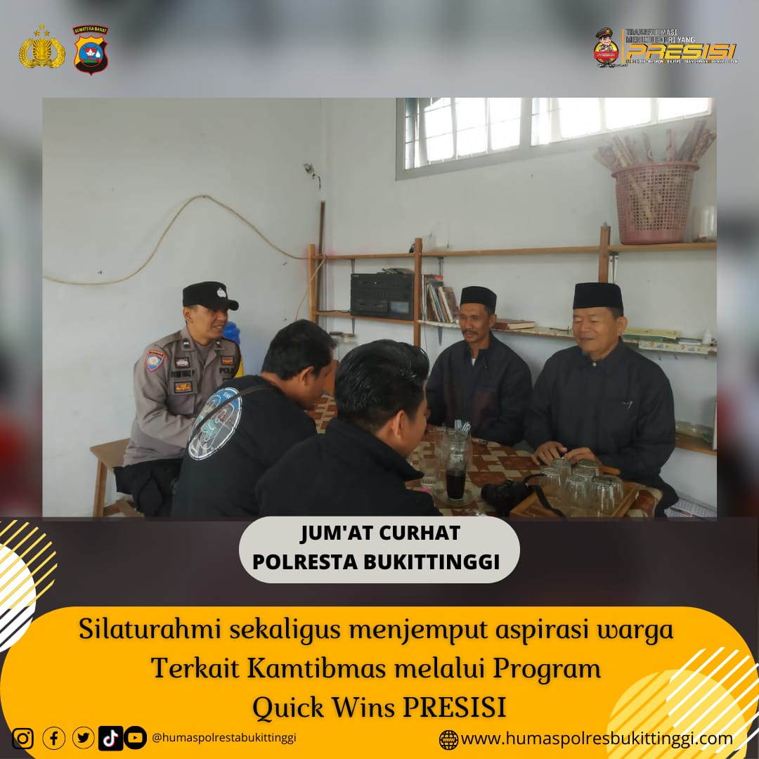 BKTM_PPK's tweet photo. Tiada Hari Tanpa Silaturahmi - Menjemput aspirasi warga terkait Kamtibmas Melalui Program Quick Wins PRESISI Jum'at Curhat Polresta Bukittinggi

#polrestabukittinggi 
#jumatcurhat 
#poldasumbar 
#divisihumaspolri 
#quickwinspresisi https://t.co/mz44rBmoVQ