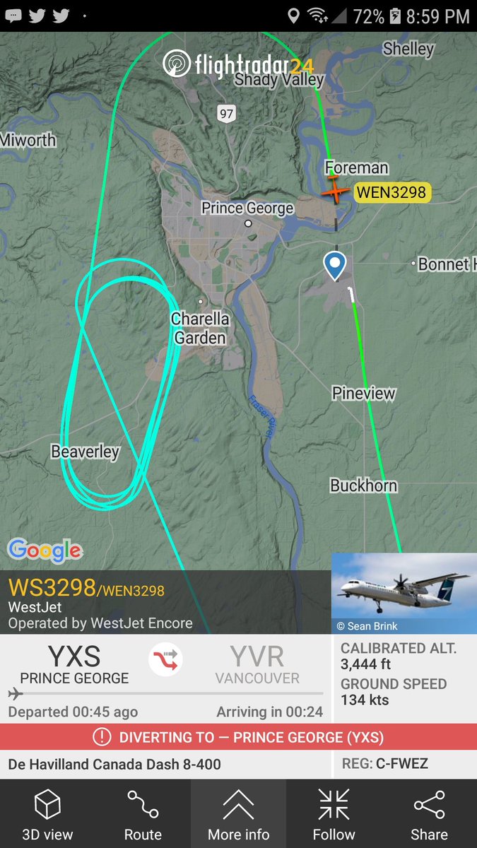 #Westjet squaking an emergency #princegeorgebc