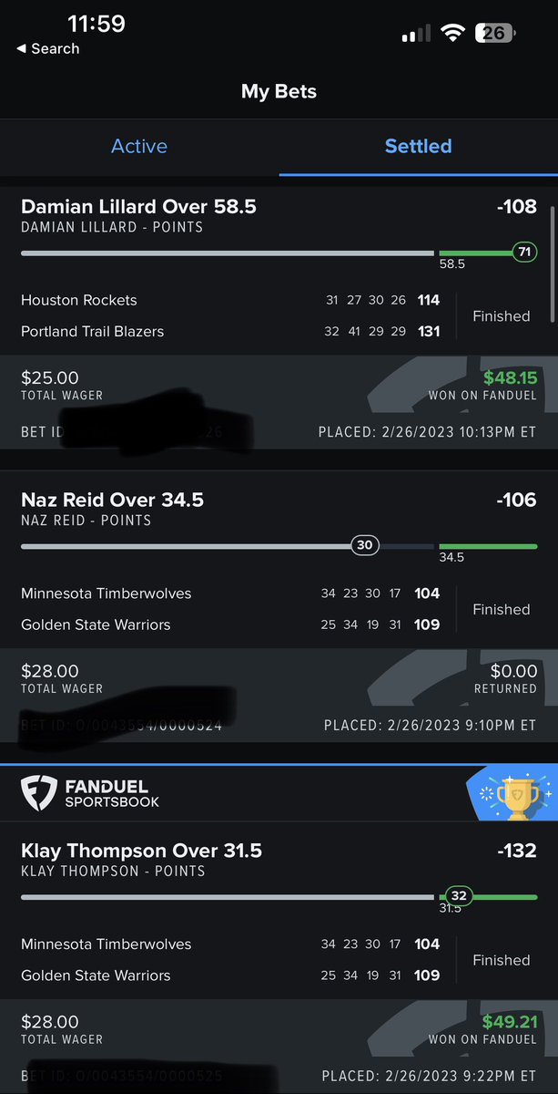 oracleofohio's tweet photo. Live @NBA props are where it’s at! #bettingpicks #bettingadvice #GamblingTwiitter @Dame_Lillard was the king tonight! Thanks @FanDuel @DKSportsbook for phenomenal software! #GAMBLEMONEY #Props https://t.co/DVYe09jvdA