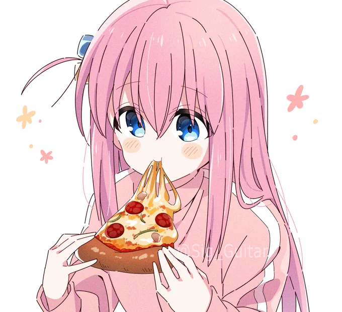 ピザ食べるぼっちちゃん 