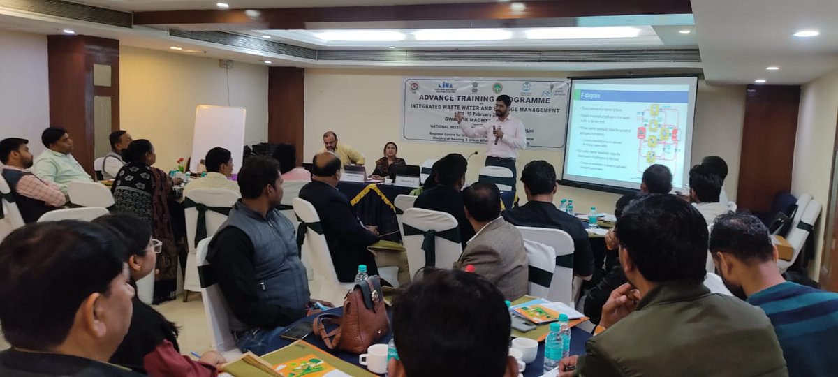 NIUA_India's tweet image. To build capacities of ULBs &amp;amp; state officials on planning, designing, implementation &amp;amp; mgmt. of used water treatment solutions, @NIUA_India's #SCBP &amp;amp; @RcuesL organized 4 advanced training programs on "Integrated Wastewater &amp;amp; Septage Management" (IWSM) for 3-Days in 3 cities. 
1/3