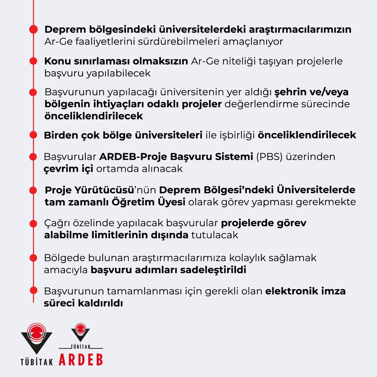 📢 TÜBİTAK-ARDEB 1001 Programı Kapsamında “Deprem Bölgesi Üniversiteleri Özel Çağrısı - BİNBİRÇABA” Açılıyor!

📅 Çağrının Açılış Tarihi: 1 Mart

🗓️ 31 Aralık 2023 tarihine kadar sürekli başvuruya açık

#BilimleBirlikteBaşaracağız

📌 Detaylı bilgi için: tubitak.gov.tr/tr/duyuru/tubi…