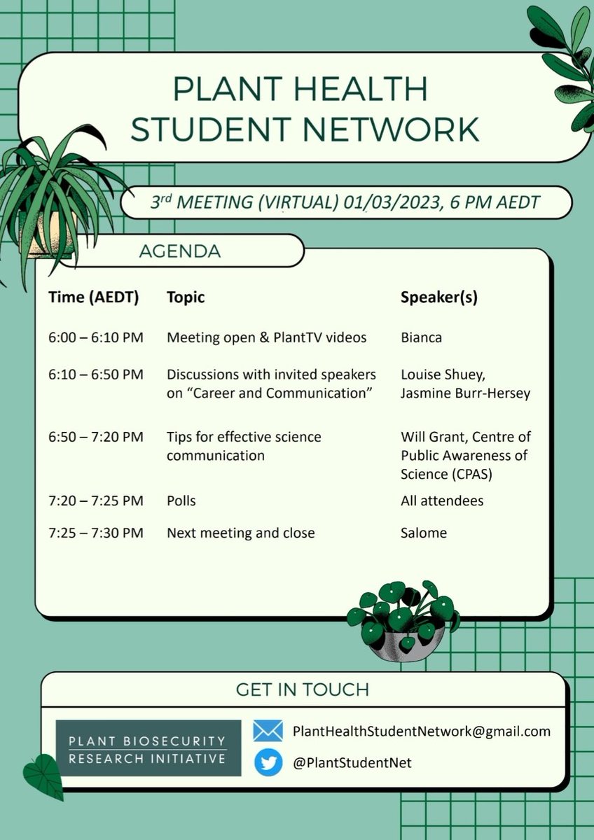🌱 The agenda is out for our 3rd meeting happening this week! 🌿 Fill in the EOI form to be added to the meeting (and the mailing list) forms.office.com/r/eHfBsrJUDU Theme: #scicomm #sciencecommunication