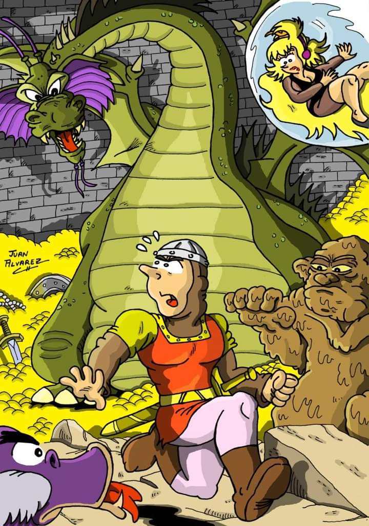 Recordando una ilustración que hice hace 5 años basada en el videojuego Dragon's Lair.

#fanart #art #arte #dibujo #ilustracion #videojuegos #game #dragonslair