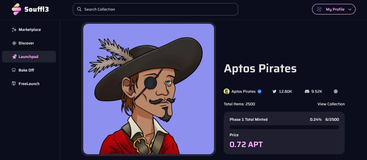 Phase 1 is Live!!!
souffl3.com/launchpad/Apto…

#Souffl3 #NFTs #Aptos #AptosNFT #AptosPirates
