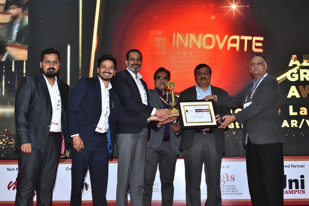 Innovate_XR's tweet photo. Elated to announce that Innovate Labs Private Limited has won the Aegis Graham Bell Award in the 13th Edition of AGBA under the category of innovation in AR/VR.
Thank you @AegisGrahamBell, @NITIAayog, @MinistryofST, @AegisSchool for this recognition. 

#innovation #arvr #awards https://t.co/cPuOCBkckI