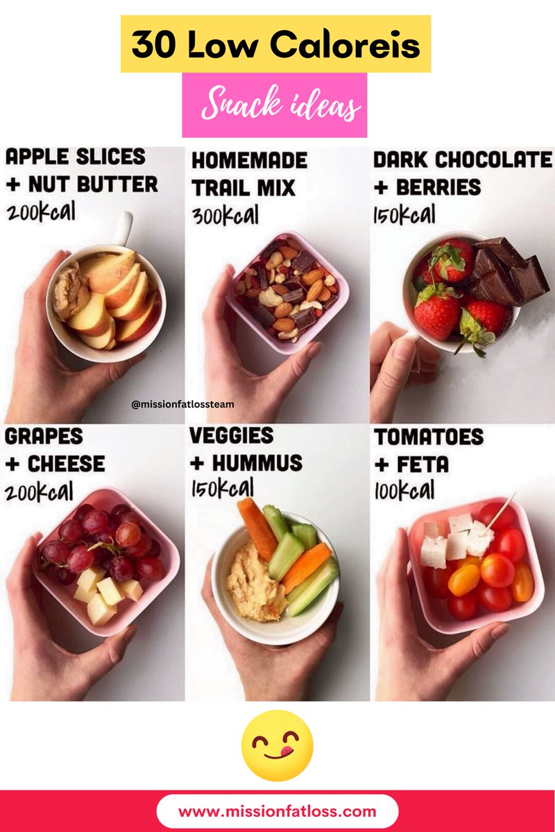 30 Low-Calories Snack Ideas Which 1 is your favourite? 
😋
Visit: missionfatloss.com 

#flexibledieting #cleaneating #calories #macros #snacks #snack #nutrition #mealprep #protein #recipes #recipe #healthyliving #gainsiifym #weightloss #diet #wholefoods #cookies