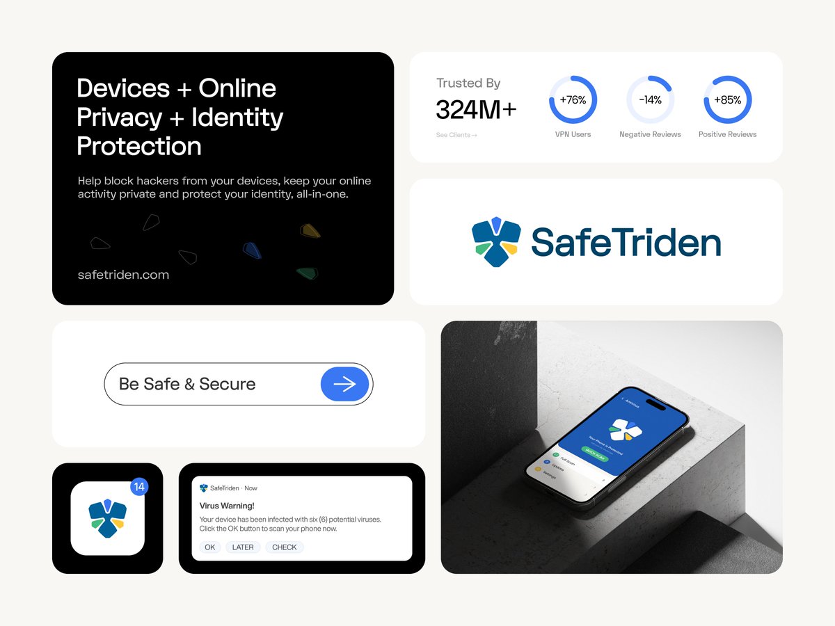 design_xpart's tweet photo. SafeTriden - Visual Identity
Initial Concept: Letter T + Shield Shape + Spin
Contact at https://t.co/OsnUieNG8O
#logo #logodesign #design #cybersecurity #cybersecuritylogo #shieldlogo #designxpart #brandidentity #branddesign #branding #startups #visualidentity #visualdesign https://t.co/zwpzqt9cwW