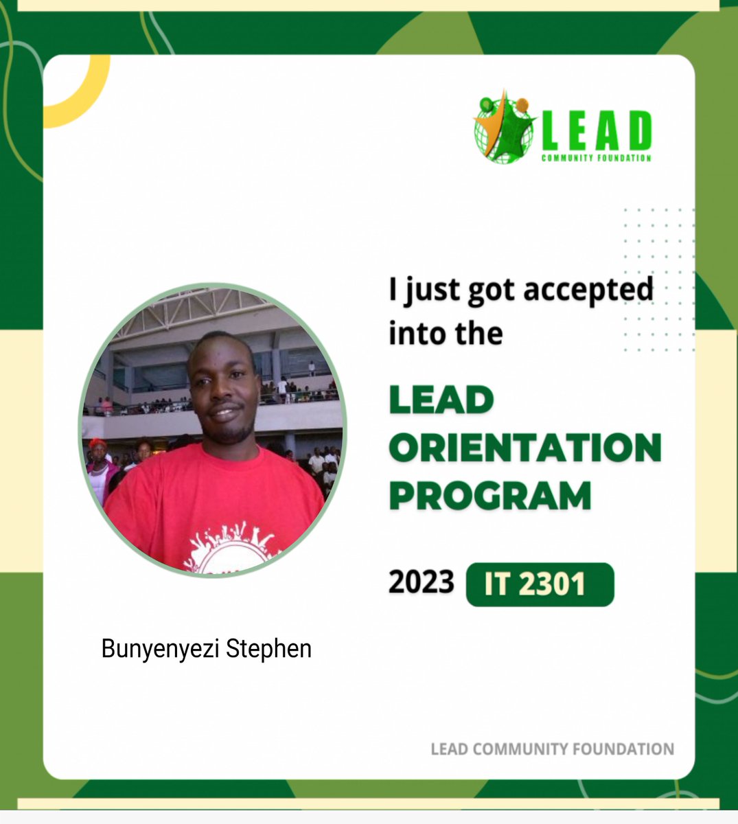 StephenBunyeny3's tweet photo. Finally I have been accepted to be part 
#leadcommunityfoundation https://t.co/afV1jkHRwY