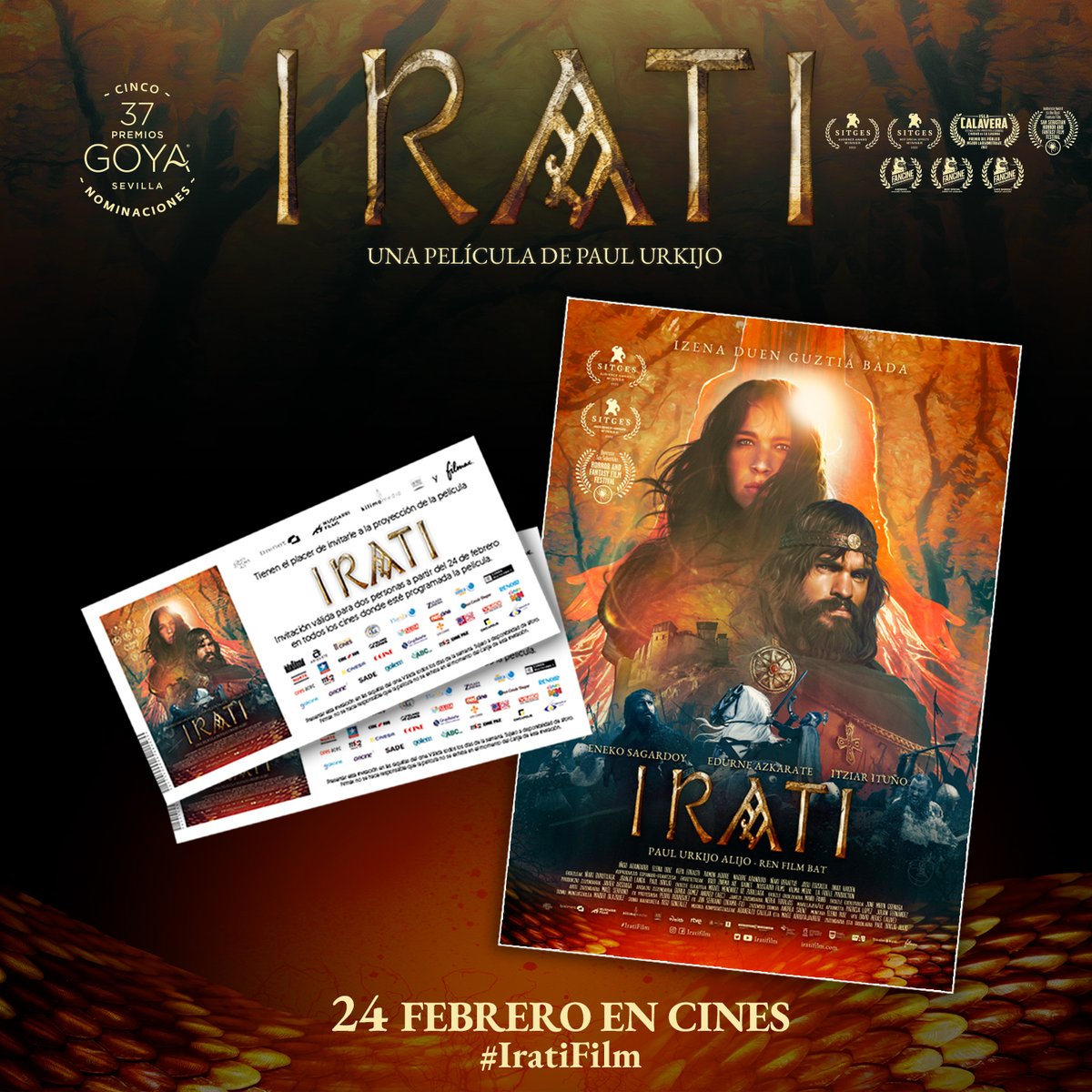 filmax's tweet photo. #Concurso 🎞 ¡Tenemos 3⃣ packs de #IratiFilm para vivir la épica vasca en la gran pantalla! ⚔ El lote está formado por 1⃣ entrada doble de cine y 1⃣ póster firmado por el equipo. ⏬ https://t.co/ie7NmzQVIR