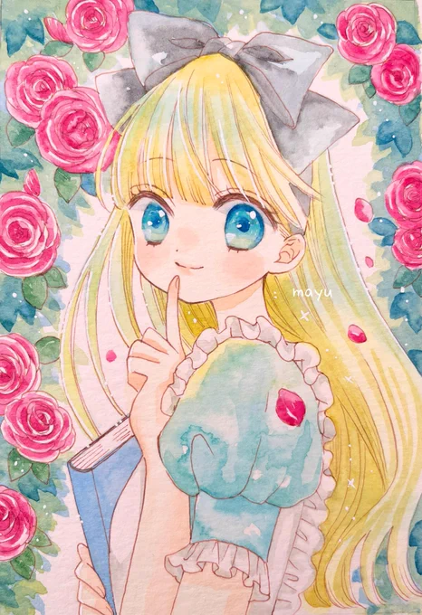 薔薇のアーチの先は きっと不思議の国  #イラスト