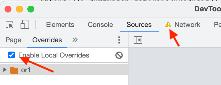 woolfib's tweet photo. @v2heart @ChromeDevTools Do you mean the yellow exclamation mark? This warns not only of header overrides, but of local overrides being turned on in general. You can turn them off in Sources->Overrides https://t.co/bqYNES5dRZ